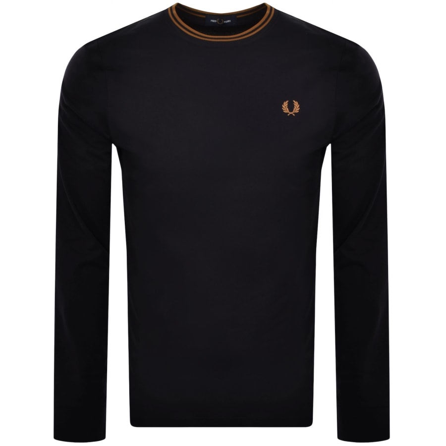 ■FRED PERRY■ Baseline Long Sleeve Twin Tip T-Shirt U09 AFP Fred Perry Twin Tipped Long Sleeved T Shirt Navy | Mainline